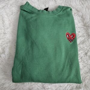 H&M Keith Haring Foundation Vibrant Green Size Large Sweatshirt